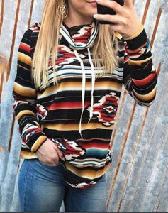 Aztec Cowl Neck Pullover