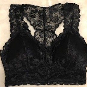 Black Padded bralette with hourglass Lace back