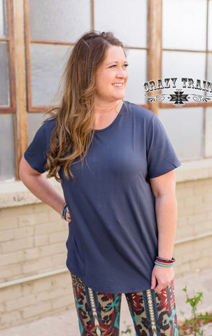 JUST PEACHY CRAZY TRAIN BASIC TEE IN NAVY