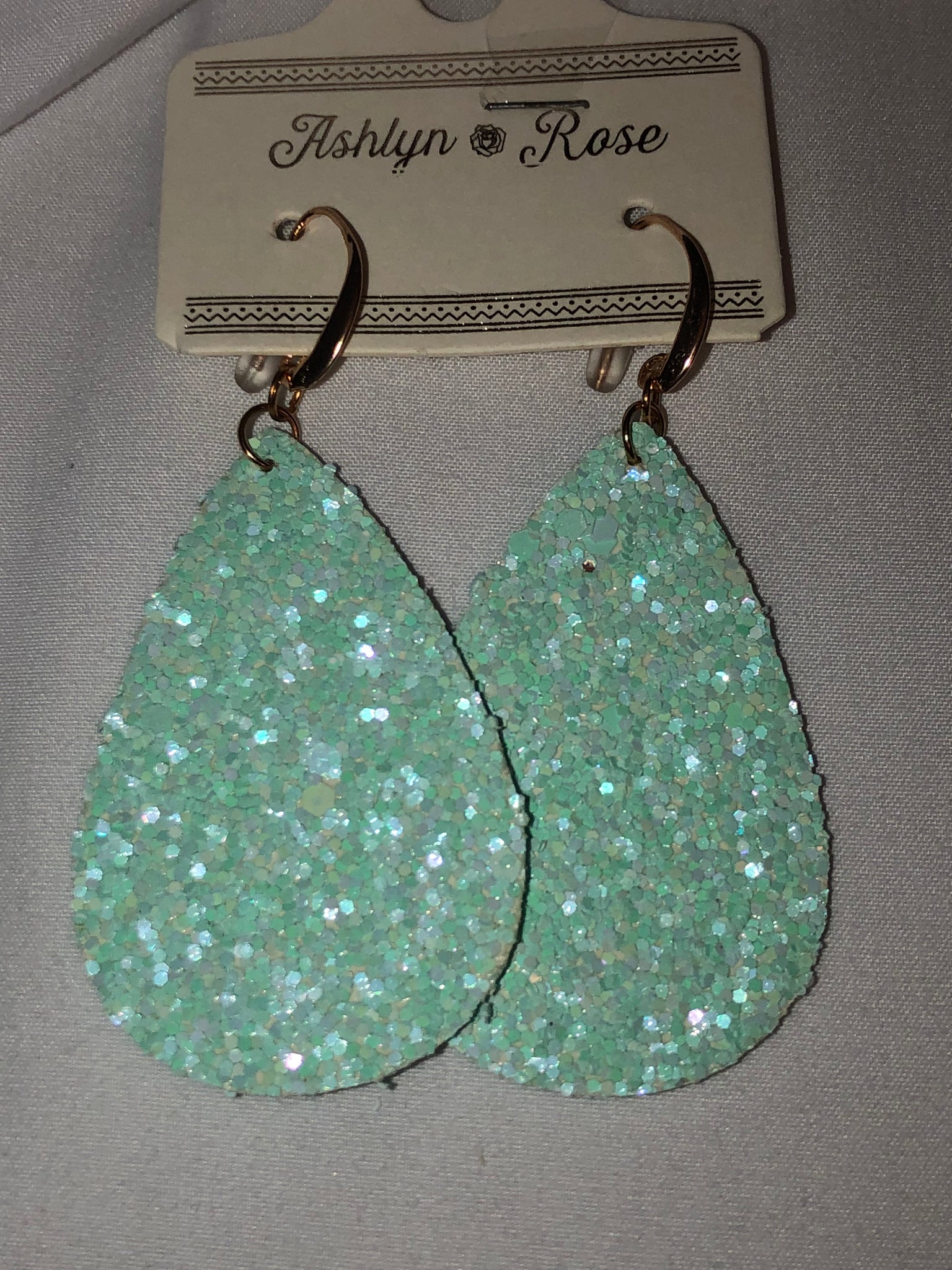 Minty Glitter Dangle Earrings