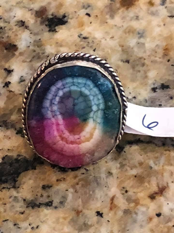 Solar Quartz Tie Dye Rings  Size 6