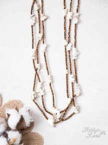 Three Layered Chunky Stone Delicate Necklace, Cream G&E