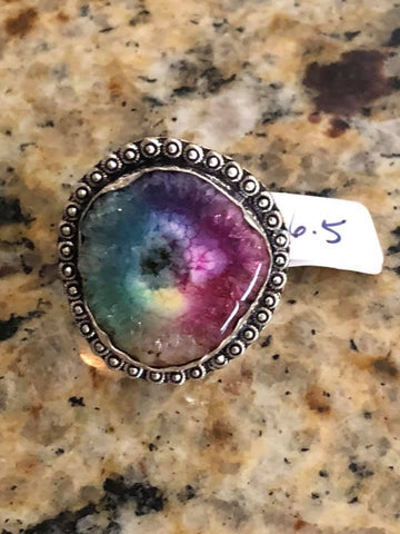 Solar Quartz Tie Dye Ring Size 6.5