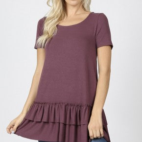 Ruffle Tunic in eggplant