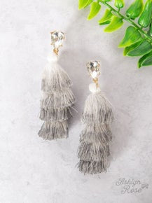 Elegantly Simple Tassel Earrings in Grey G&E