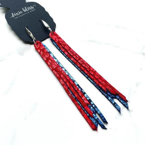 MILAN DIXIE BLISS EARRINGS IN RED AND ROYAL BLUE CHETAH