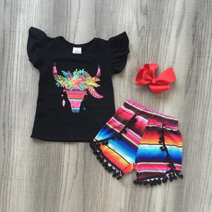 Kids Bullhead Floral Top W/ Serape Shorts