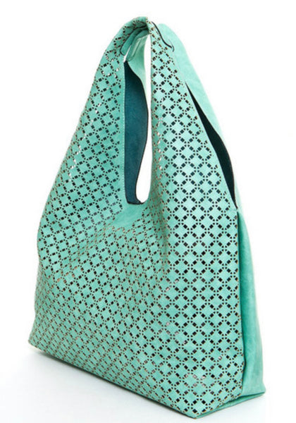 The Ana Laser Cut Shoulder Hobo - Mint