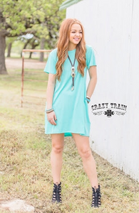 Turquoise Twirl Crazy Train Pocket Dress