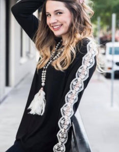 Gwen’s Long sleeve with Lace Accent in Black G&E