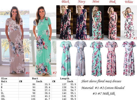 Short Sleeve Floral Maxi Dress Pre Order B24