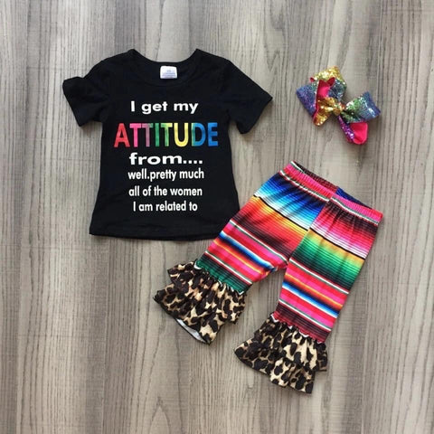 Kids “ I Get Attitude..” Serape outfit with Bell Ruffle Pants