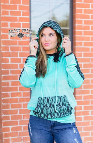 Lacey Lou Crazy train Turquoise & Lace Hoodie